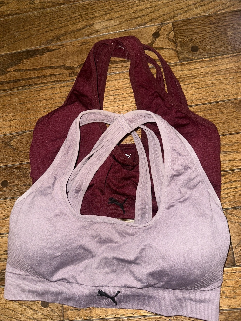 Puma Double Pack Seamless Sports Bras - Light Lilac & Deep Maroon With Padding